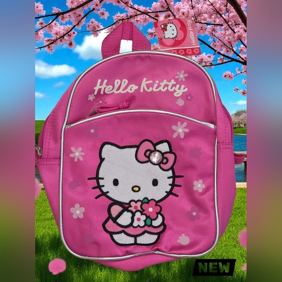 hello kitty girls backpack AI ACCESSORY INNOVATIONS 4 Piece Set, Iridescent Flip Sequin 16" School Bag with 3D Features, Front Zip Pocket, Pink & White offering plenty of space for books and supplies Hello Kitty X Powerpuff Girls